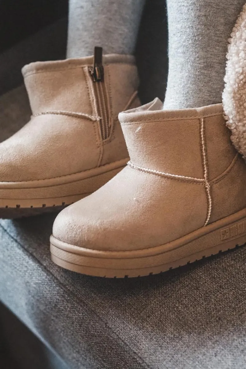 Dziewczęce>Big Star Shoes Dziecięce Śniegowce Ocieplane Na Suwak Beżowe Big Star MM374098