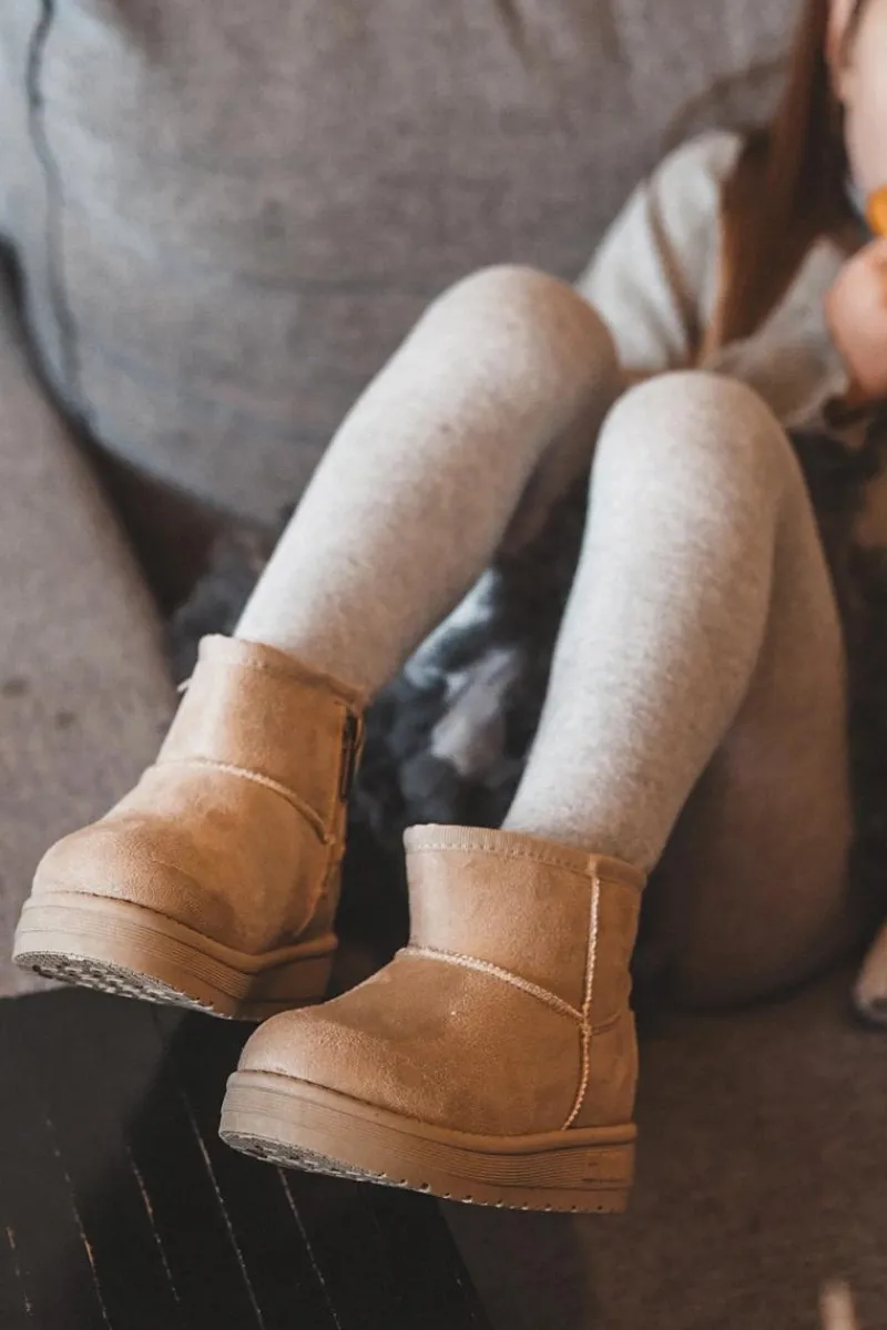 Dziewczęce>Big Star Shoes Dziecięce Śniegowce Ocieplane Na Suwak Beżowe Big Star MM374098