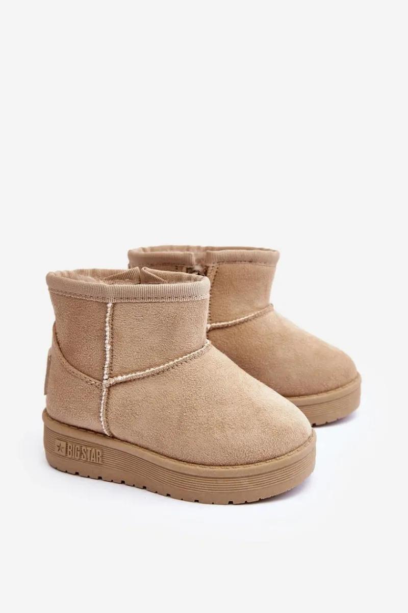Dziewczęce>Big Star Shoes Dziecięce Śniegowce Ocieplane Na Suwak Beżowe Big Star MM374098