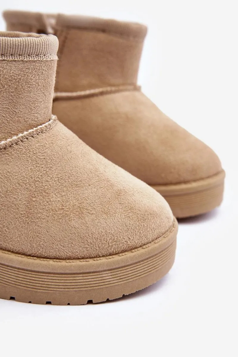 Dziewczęce>Big Star Shoes Dziecięce Śniegowce Ocieplane Na Suwak Beżowe Big Star MM374098