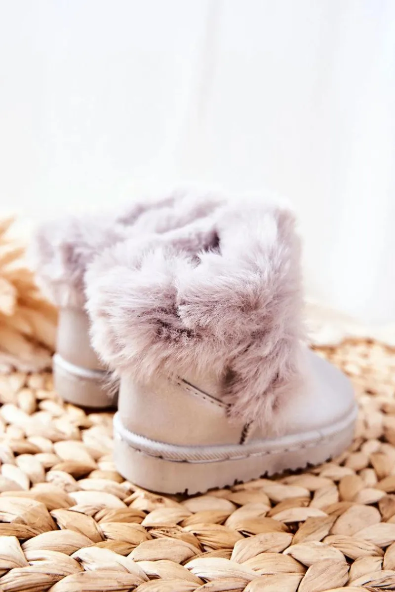 Online Boto Dziecięce Śniegowce Ocieplane Futerkiem Srebrne Bonni