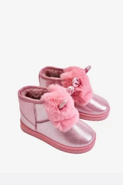 Discount Boto Dziecięce Śniegowce Ocieplane Futerkiem Z Uszkami Różowe Betty Różowy