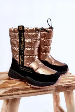 Discount Evento Dziecięce Śniegowce Ocieplane Wełną Na Suwak Złote Delhi