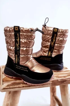 Discount Evento Dziecięce Śniegowce Ocieplane Wełną Na Suwak Złote Delhi