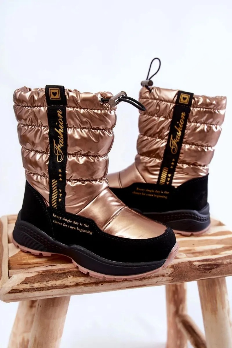 Discount Evento Dziecięce Śniegowce Ocieplane Wełną Na Suwak Złote Delhi