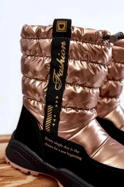 Discount Evento Dziecięce Śniegowce Ocieplane Wełną Na Suwak Złote Delhi