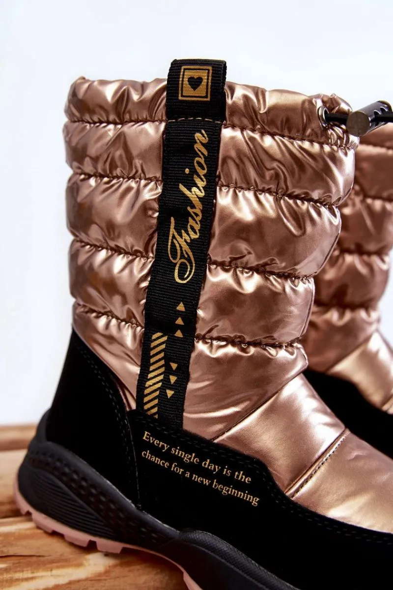 Discount Evento Dziecięce Śniegowce Ocieplane Wełną Na Suwak Złote Delhi