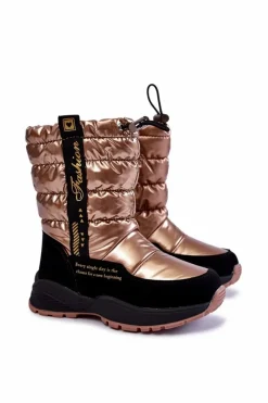 Discount Evento Dziecięce Śniegowce Ocieplane Wełną Na Suwak Złote Delhi