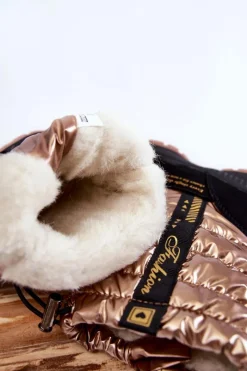 Discount Evento Dziecięce Śniegowce Ocieplane Wełną Na Suwak Złote Delhi