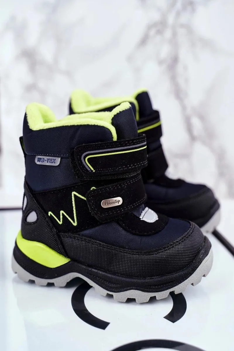 Boto Dziecięce Śniegowce Ocieplane Wełną Granatowe Booom