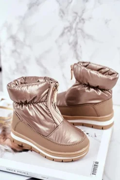 Online Boto Dziecięce Śniegowce Ocieplane Wełną Złote Bubbles