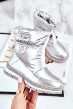 Online Boto Dziecięce Śniegowce Ocieplane Wełną Srebrne Bubbles