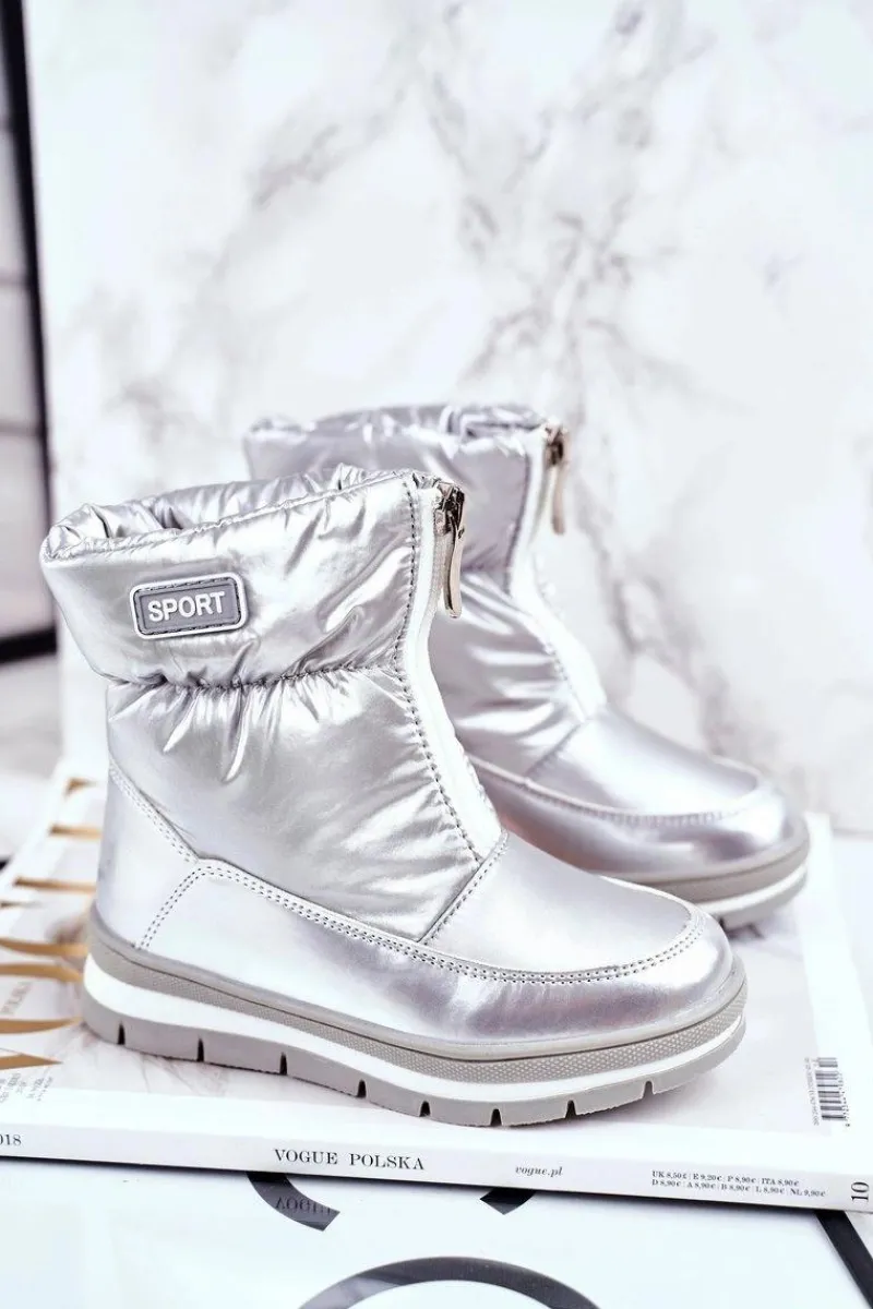 Online Boto Dziecięce Śniegowce Ocieplane Wełną Srebrne Bubbles