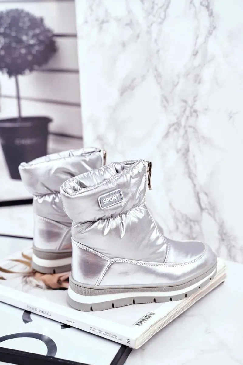 Online Boto Dziecięce Śniegowce Ocieplane Wełną Srebrne Bubbles