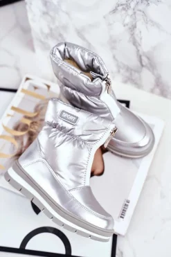 Online Boto Dziecięce Śniegowce Ocieplane Wełną Srebrne Bubbles