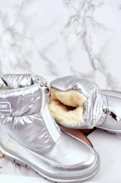 Online Boto Dziecięce Śniegowce Ocieplane Wełną Srebrne Bubbles