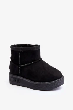 Dziewczęce>Big Star Shoes Dziecięce Śniegowce Ocieplane Na Suwak Czarne Big Star MM374100 Czarny