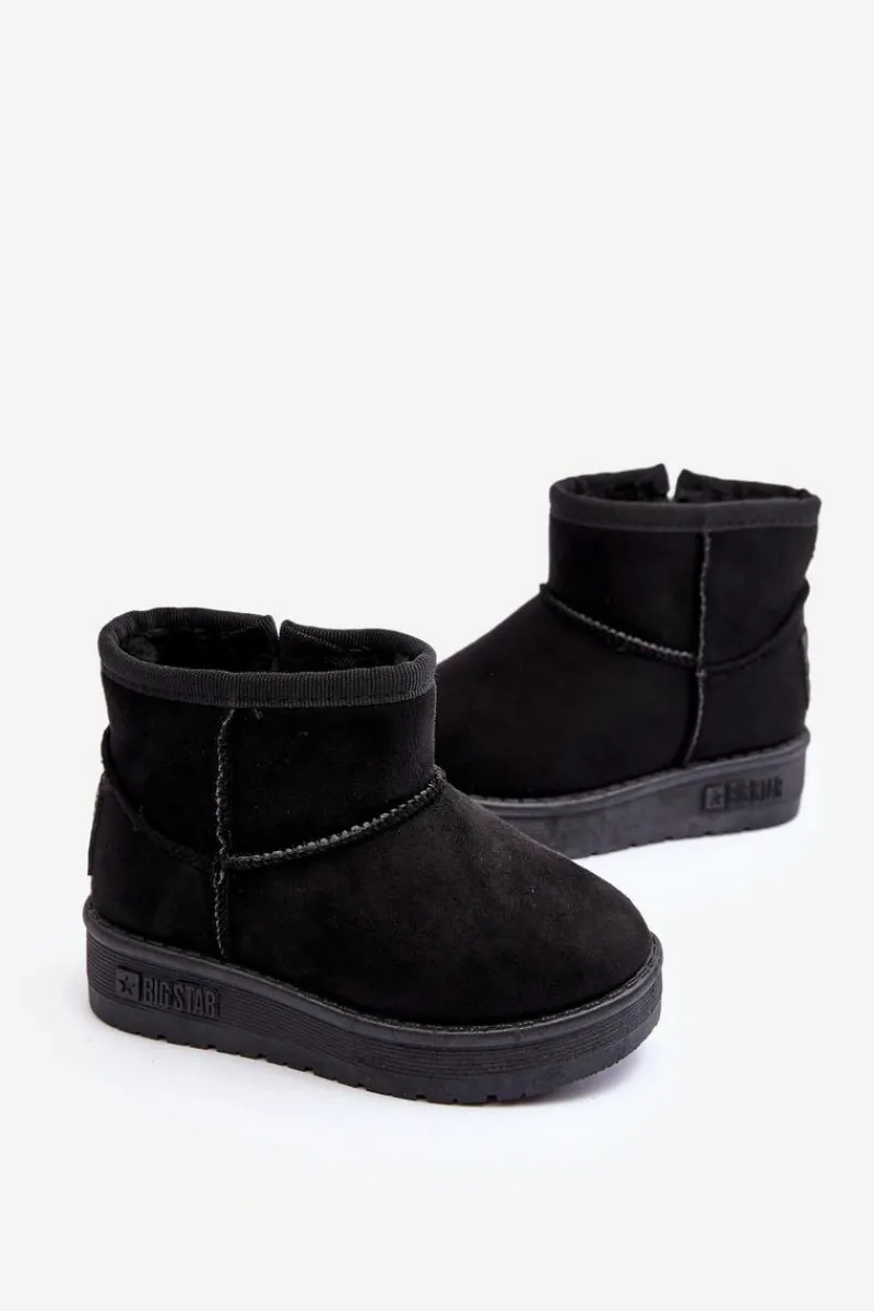 Dziewczęce>Big Star Shoes Dziecięce Śniegowce Ocieplane Na Suwak Czarne Big Star MM374100 Czarny