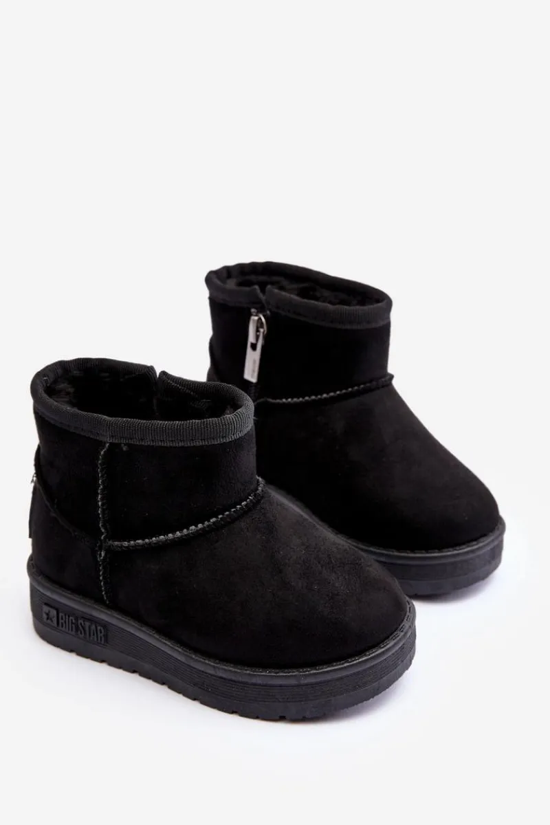 Dziewczęce>Big Star Shoes Dziecięce Śniegowce Ocieplane Na Suwak Czarne Big Star MM374100 Czarny