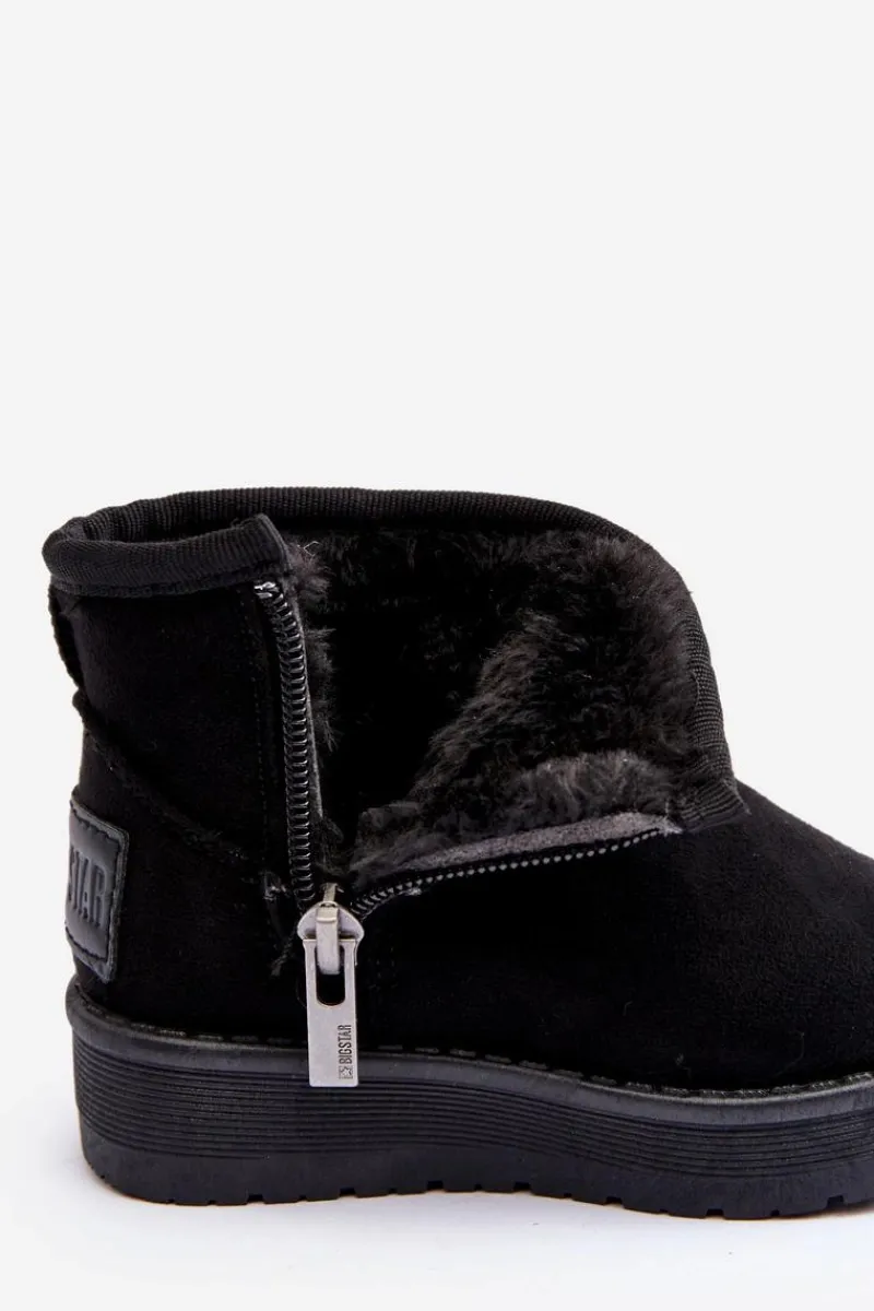 Dziewczęce>Big Star Shoes Dziecięce Śniegowce Ocieplane Na Suwak Czarne Big Star MM374100 Czarny