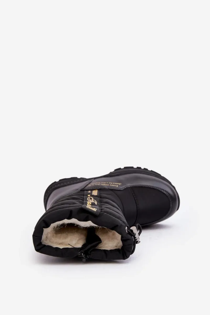 Discount Dziecięce Śniegowce Ocieplane Wełną Na Suwak Czarne Delhi Dzieci Dziewczęce|Dziewczęce