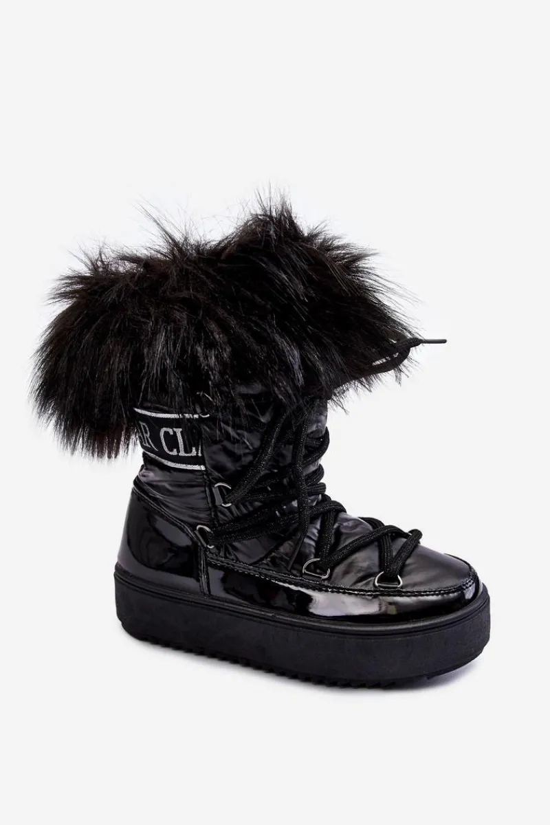 Dziewczęce>Boto Dziecięce Śniegowce Ocieplane Sznurowane Czarne Colioris