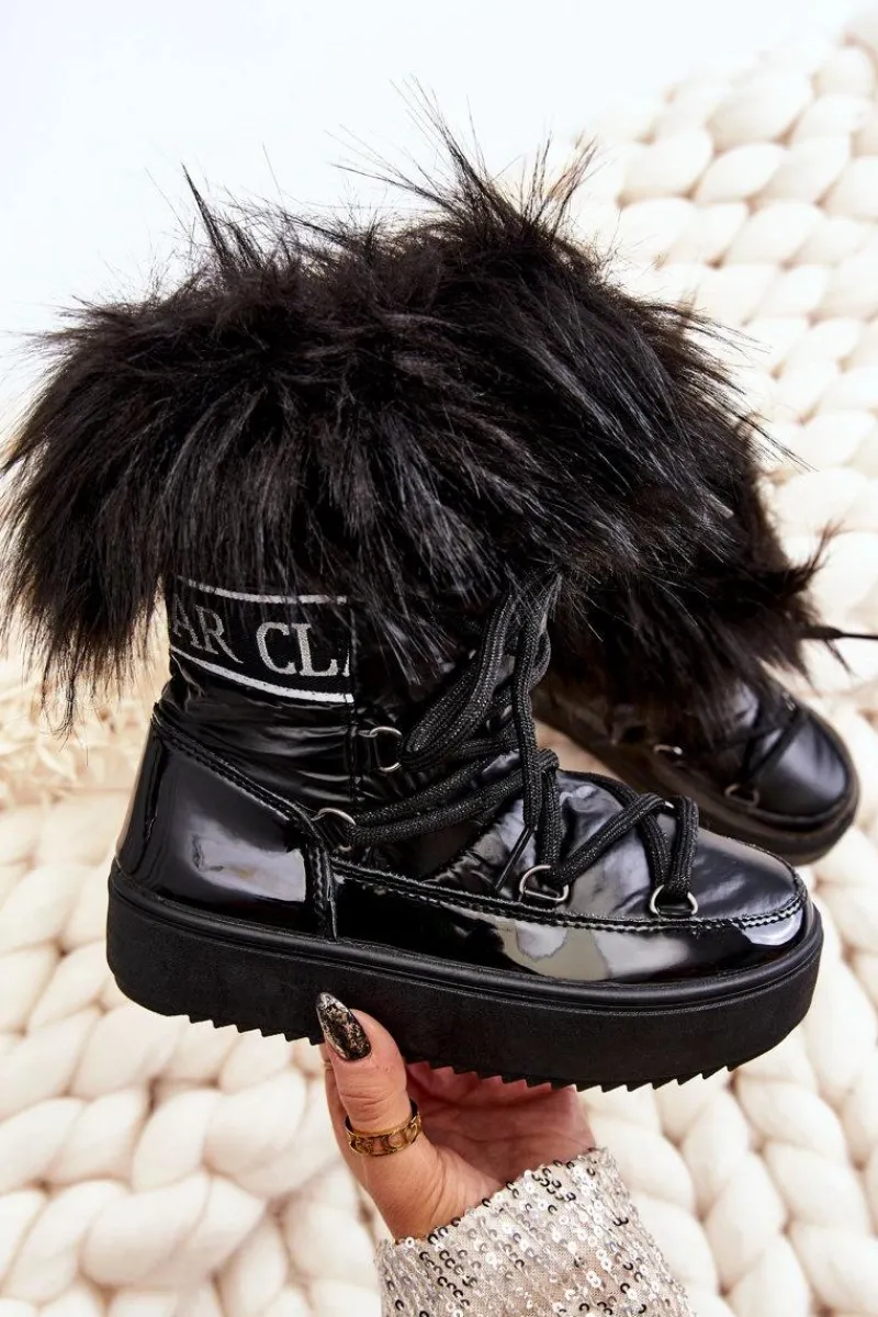 Dziewczęce>Boto Dziecięce Śniegowce Ocieplane Sznurowane Czarne Colioris