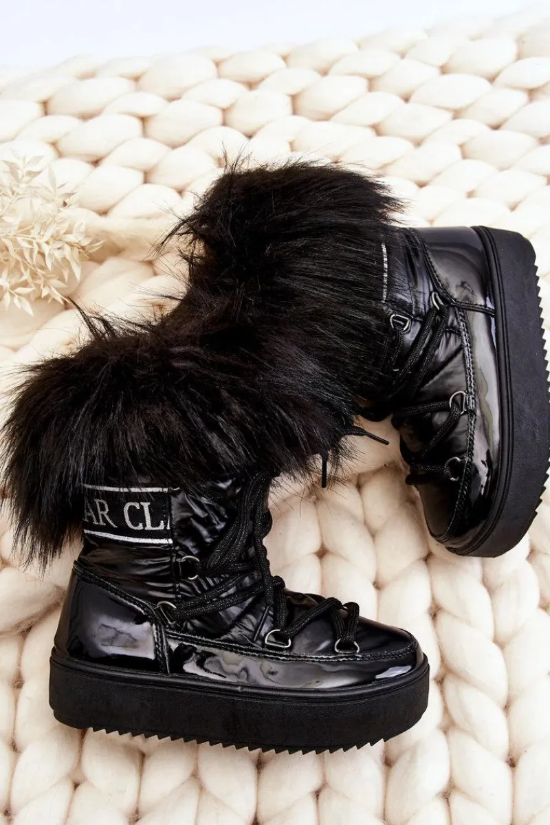 Dziewczęce>Boto Dziecięce Śniegowce Ocieplane Sznurowane Czarne Colioris