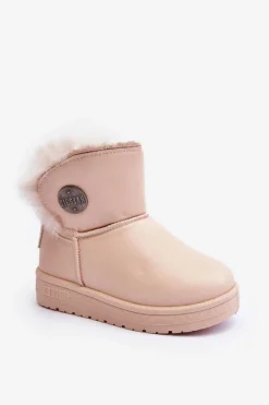 Dziecięce Śniegowce Ocieplane Futerkiem Beżowe Big Star MM374084 Dzieci Dziewczęce