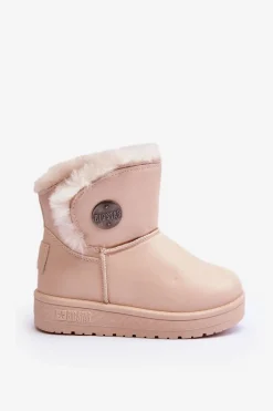 Dziecięce Śniegowce Ocieplane Futerkiem Beżowe Big Star MM374084 Dzieci Dziewczęce