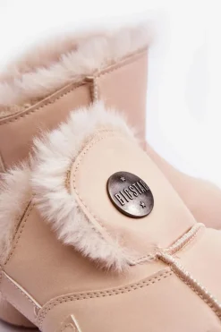 Dziecięce Śniegowce Ocieplane Futerkiem Beżowe Big Star MM374084 Dzieci Dziewczęce