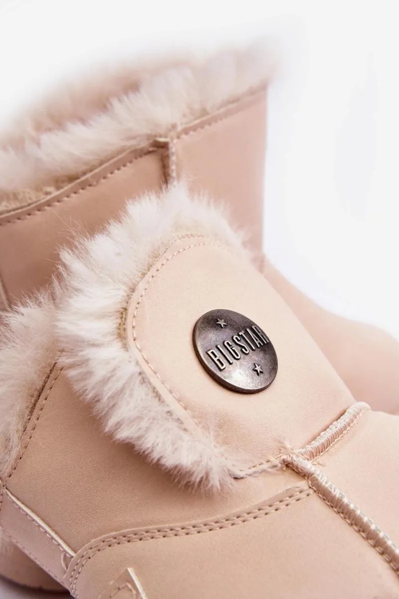 Dziecięce Śniegowce Ocieplane Futerkiem Beżowe Big Star MM374084 Dzieci Dziewczęce