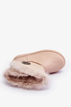 Dziecięce Śniegowce Ocieplane Futerkiem Beżowe Big Star MM374084 Dzieci Dziewczęce