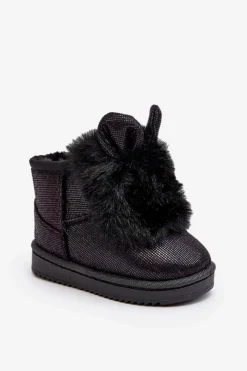 Sale Boto Dziecięce Śniegowce Ocieplane Futerkiem Z Uszkami Czarne Betty Czarny
