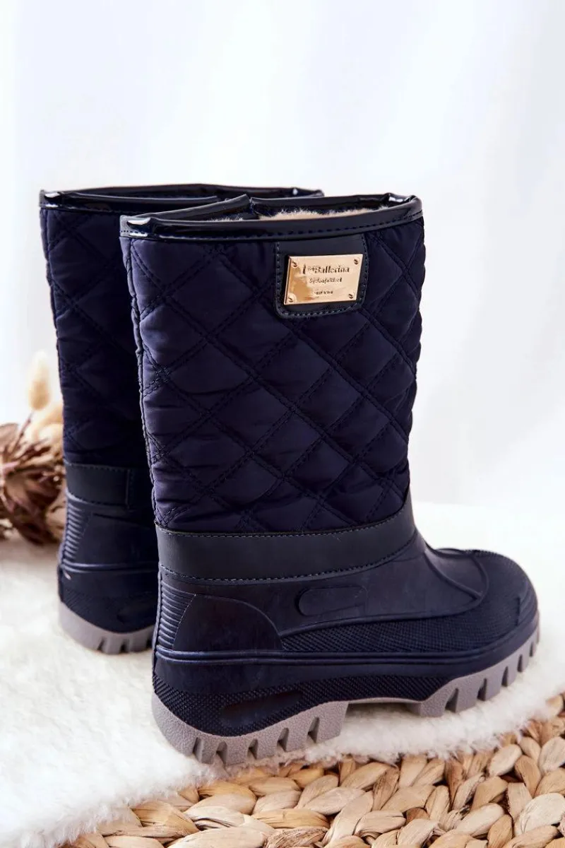 Boto Dziecięce Śniegowce Ocieplone Futerkiem Granatowe Mussi