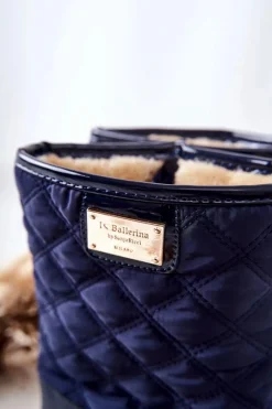 Boto Dziecięce Śniegowce Ocieplone Futerkiem Granatowe Mussi