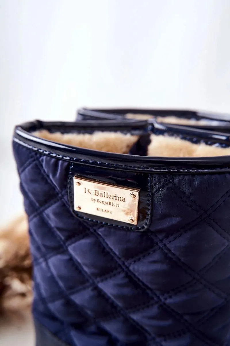 Boto Dziecięce Śniegowce Ocieplone Futerkiem Granatowe Mussi