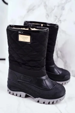 New Dziecięce Śniegowce Ocieplone Futerkiem Czarne Mussi Dzieci Dziewczęce|Chłopięce