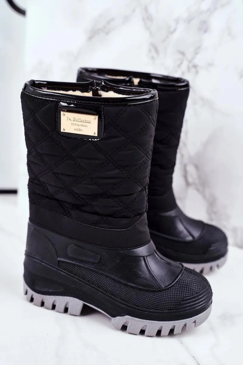 New Dziecięce Śniegowce Ocieplone Futerkiem Czarne Mussi Dzieci Dziewczęce|Chłopięce