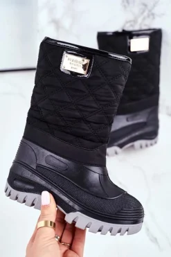 New Dziecięce Śniegowce Ocieplone Futerkiem Czarne Mussi Dzieci Dziewczęce|Chłopięce