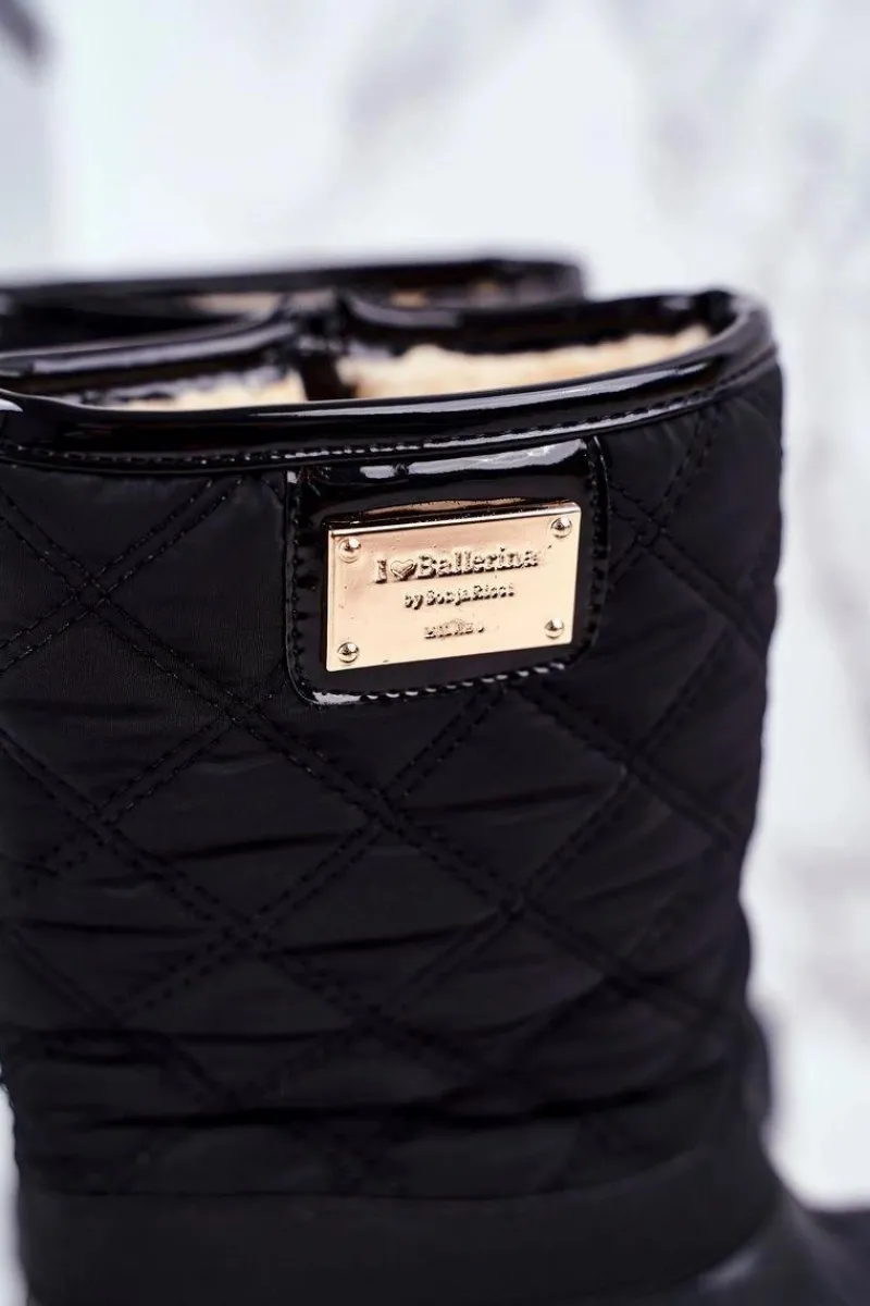 New Dziecięce Śniegowce Ocieplone Futerkiem Czarne Mussi Dzieci Dziewczęce|Chłopięce