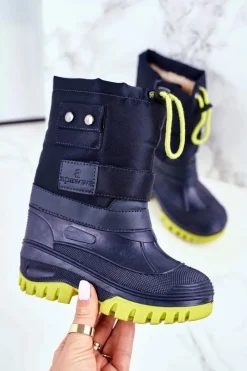 Dziewczęce|Chłopięce>Boto Dziecięce Śniegowce Ocieplone Futerkiem Granatowe Hot Winter