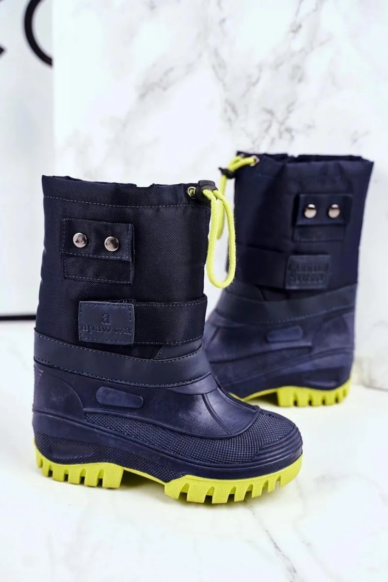 Dziewczęce|Chłopięce>Boto Dziecięce Śniegowce Ocieplone Futerkiem Granatowe Hot Winter