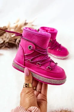 Boto Dziecięce Śniegowce Z Cyrkoniami Fuksja Wellma