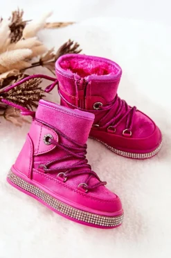 Boto Dziecięce Śniegowce Z Cyrkoniami Fuksja Wellma