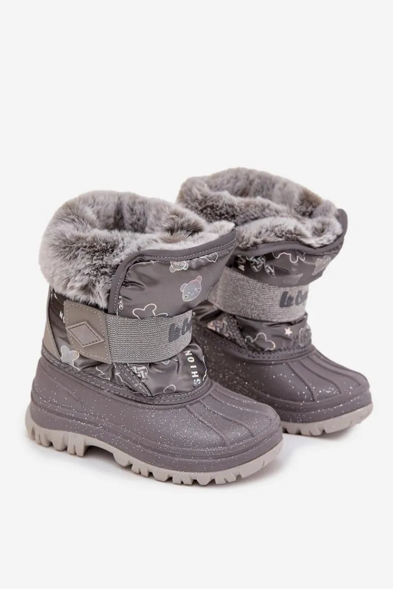 Outlet Lee Cooper Dziecięce Śniegowce Z Futerkiem Na Rzep LCJ-25-10-3788 Szare