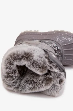 Outlet Lee Cooper Dziecięce Śniegowce Z Futerkiem Na Rzep LCJ-25-10-3788 Szare