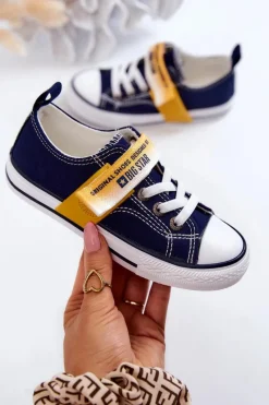 Discount Big Star Shoes Dziecięce Niskie Trampki BIG STAR JJ374072 Granatowe