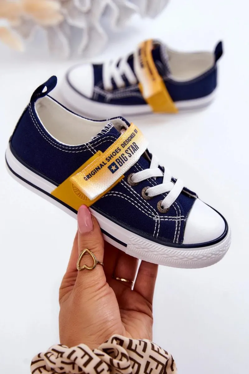 Discount Big Star Shoes Dziecięce Niskie Trampki BIG STAR JJ374072 Granatowe