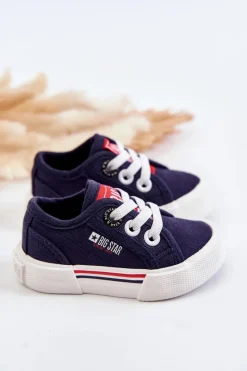 Chłopięce|Dziewczęce></noscript>Big Star Shoes Dziecięce Niskie Trampki Big Star JJ374163 Granatowe Niebieski